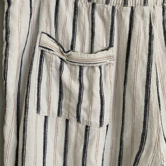 Linen Wide Leg Pants Size Large Neutral Cropped Casual Lightweight Beachy - Picture 8 of 9